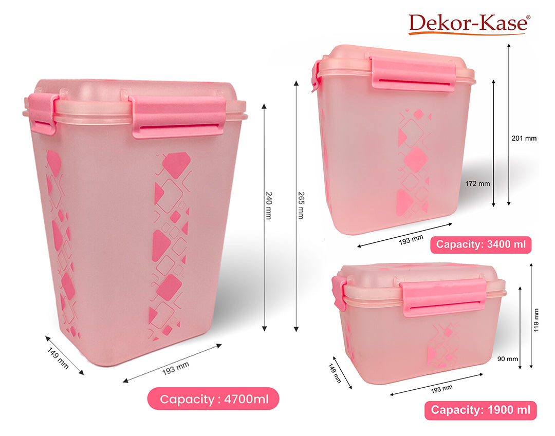 Airtight Kitchen Storage Container Set – 3 pcs (4700 ml, 3400 ml, 1900 ml)
