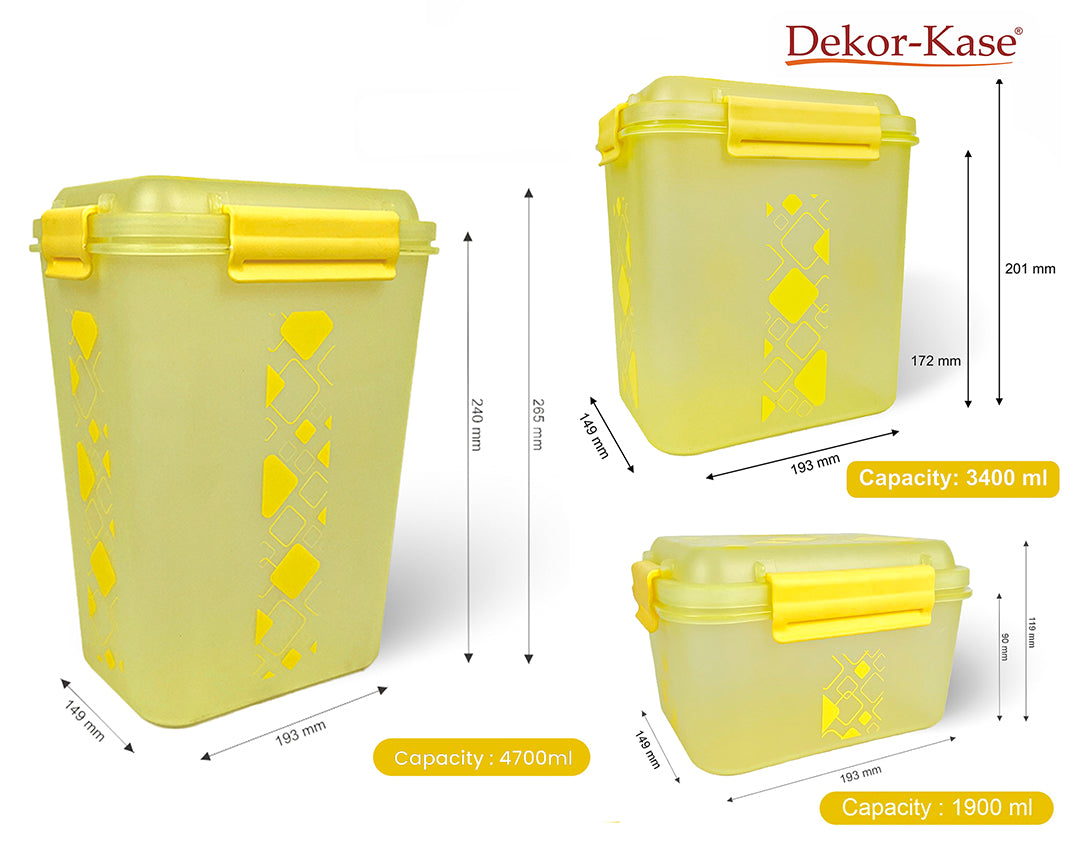 Airtight Kitchen Storage Container Set – 3 pcs (4700 ml, 3400 ml, 1900 ml)