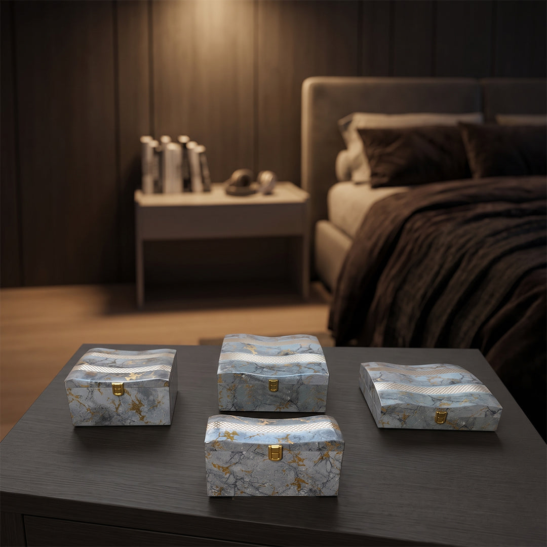 Set of 4 Pieces : (S01,P001,GreyMrbl)