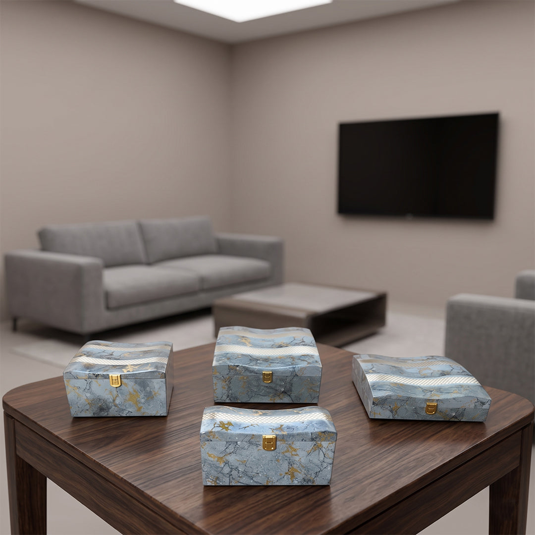 Set of 4 Pieces : (S01,P001,GreyMrbl)
