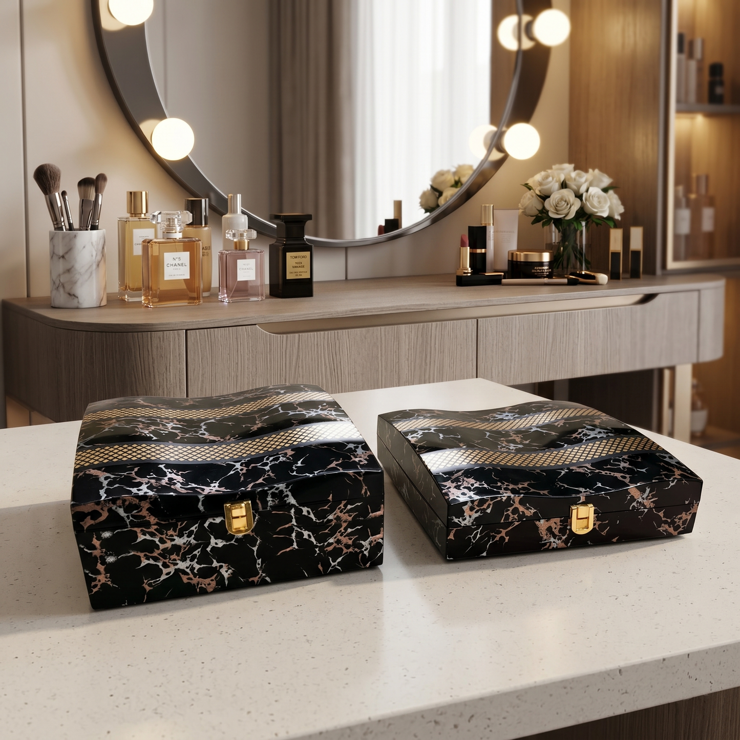 Set of 2 Pieces : (S01,P001,BlkMrbl)
