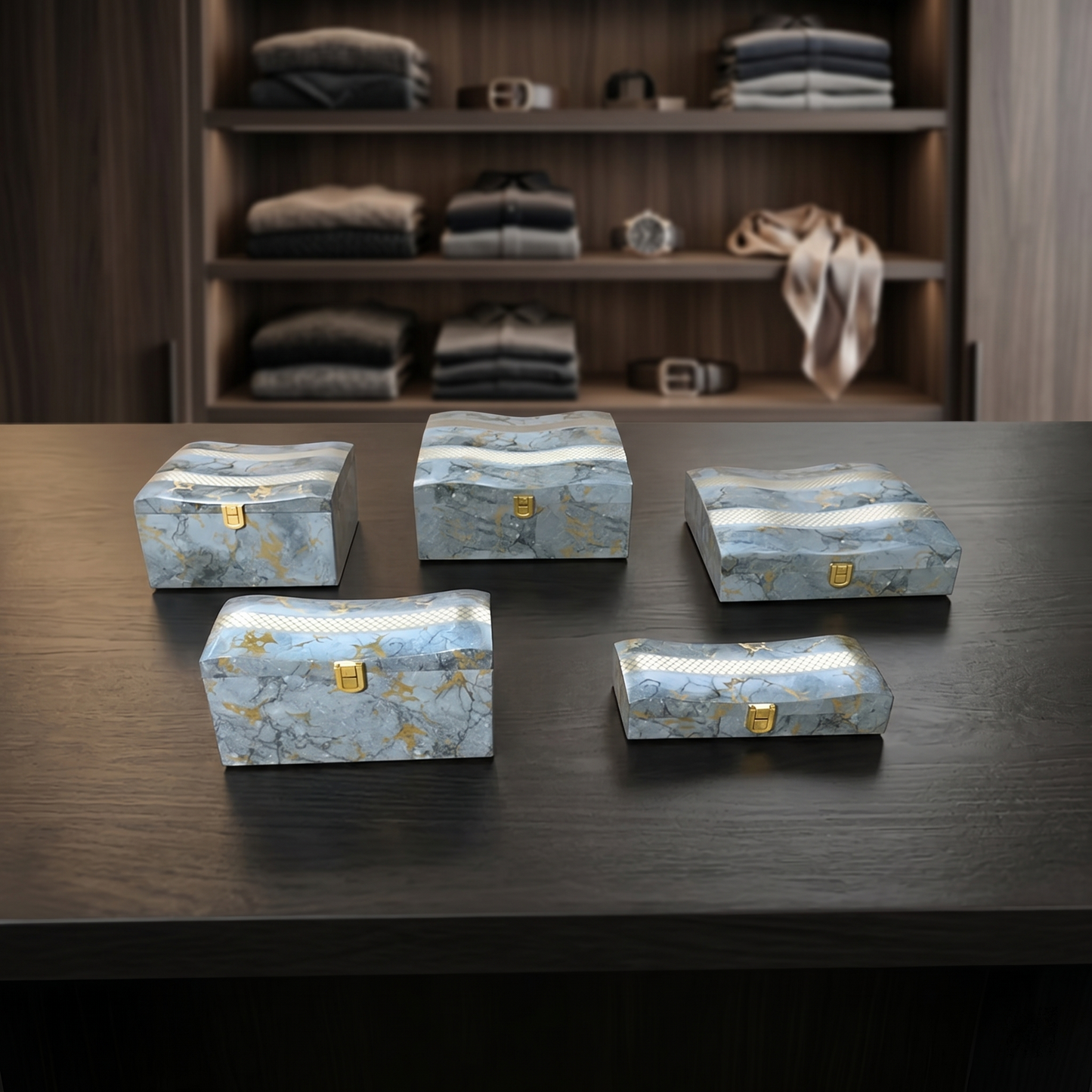 Set of 5 Pieces : (S01,P001,GreyMrbl)
