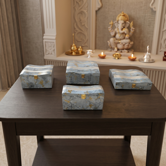 Set of 4 Pieces : (S01,P001,GreyMrbl)