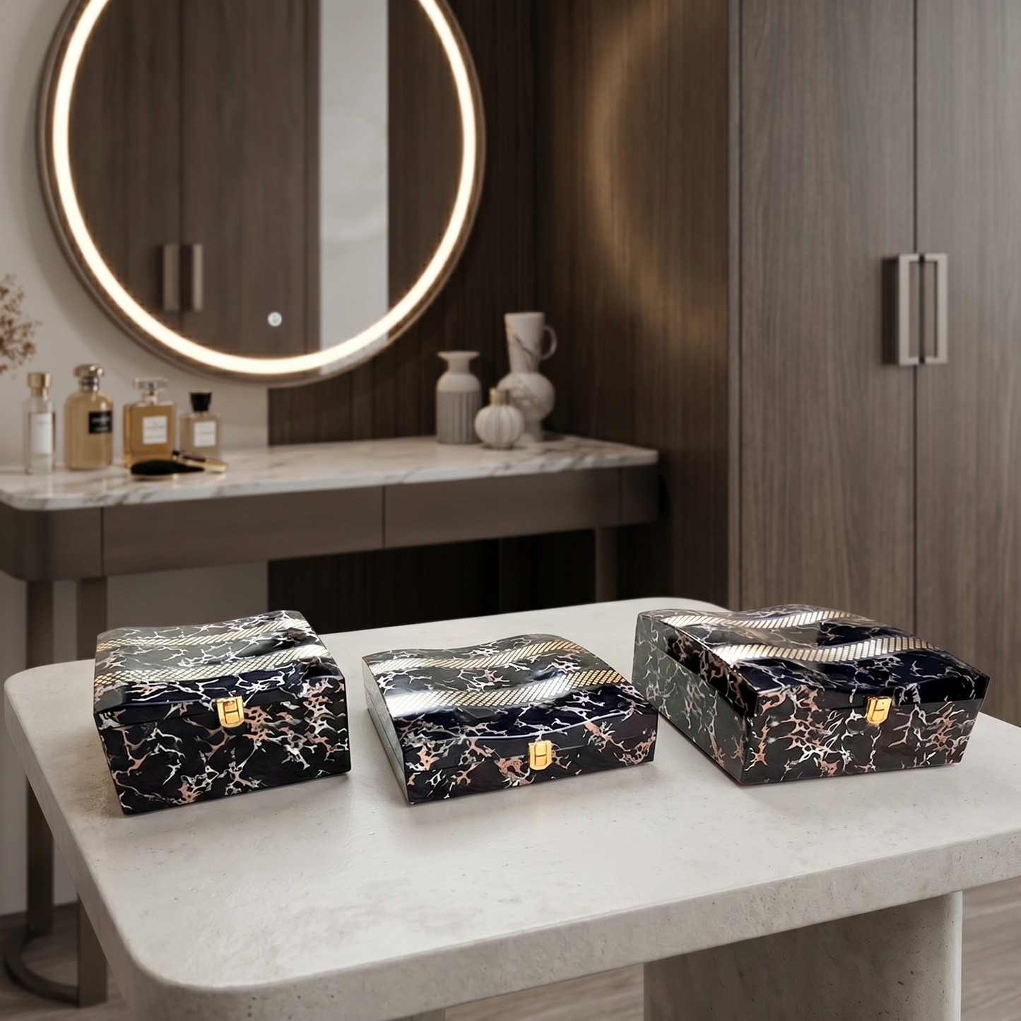 Set of 3 Pieces : (S01,P001,BlkMrbl)