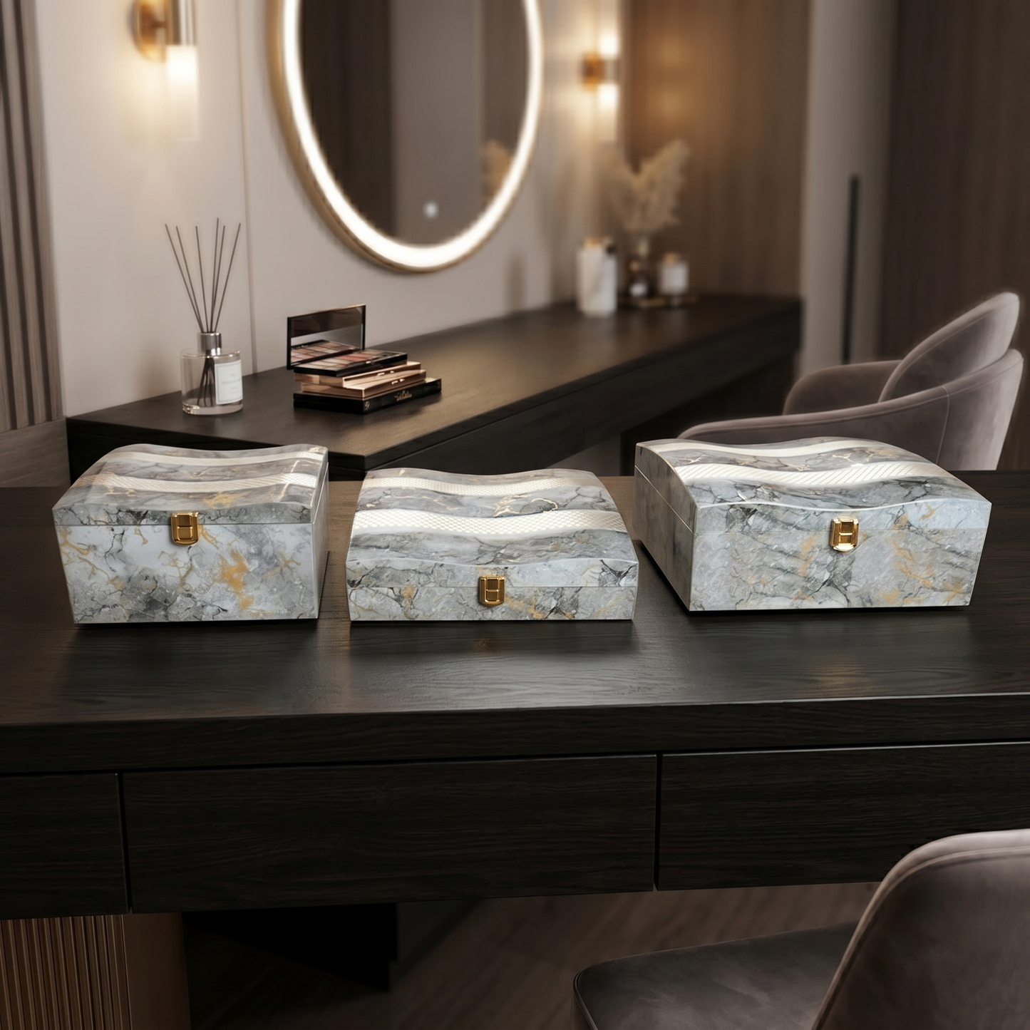 Set of 3 Pieces : (S01,P001,GreyMrbl)