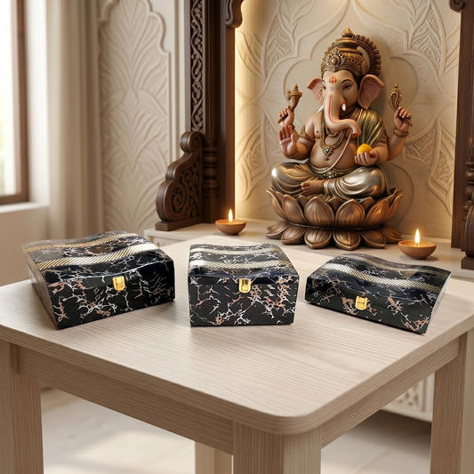 Set of 3 Pieces :  (S01,P001,BlkMrbl)