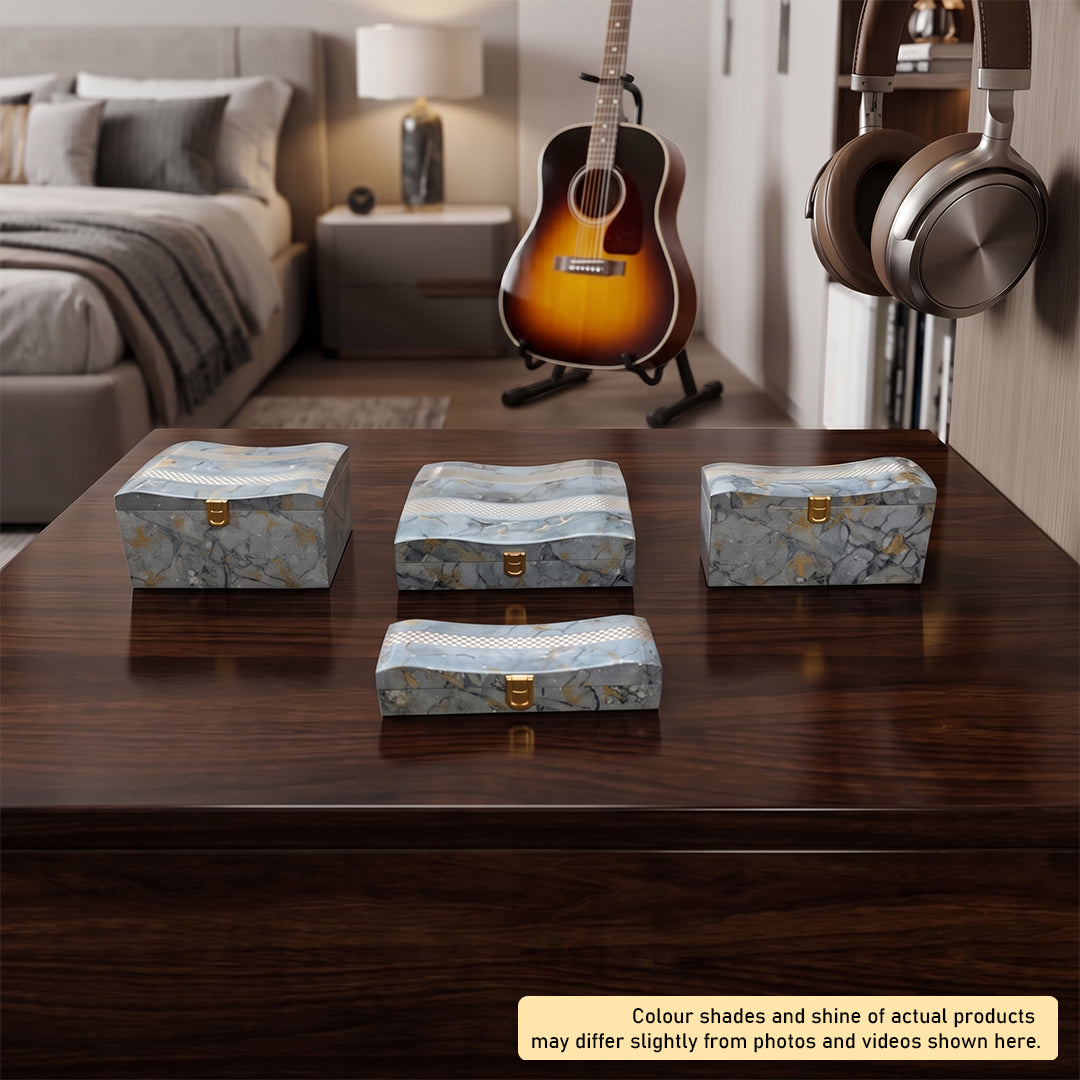 Set of 4 Pieces : (S4-2,P001,GreyMrbl)