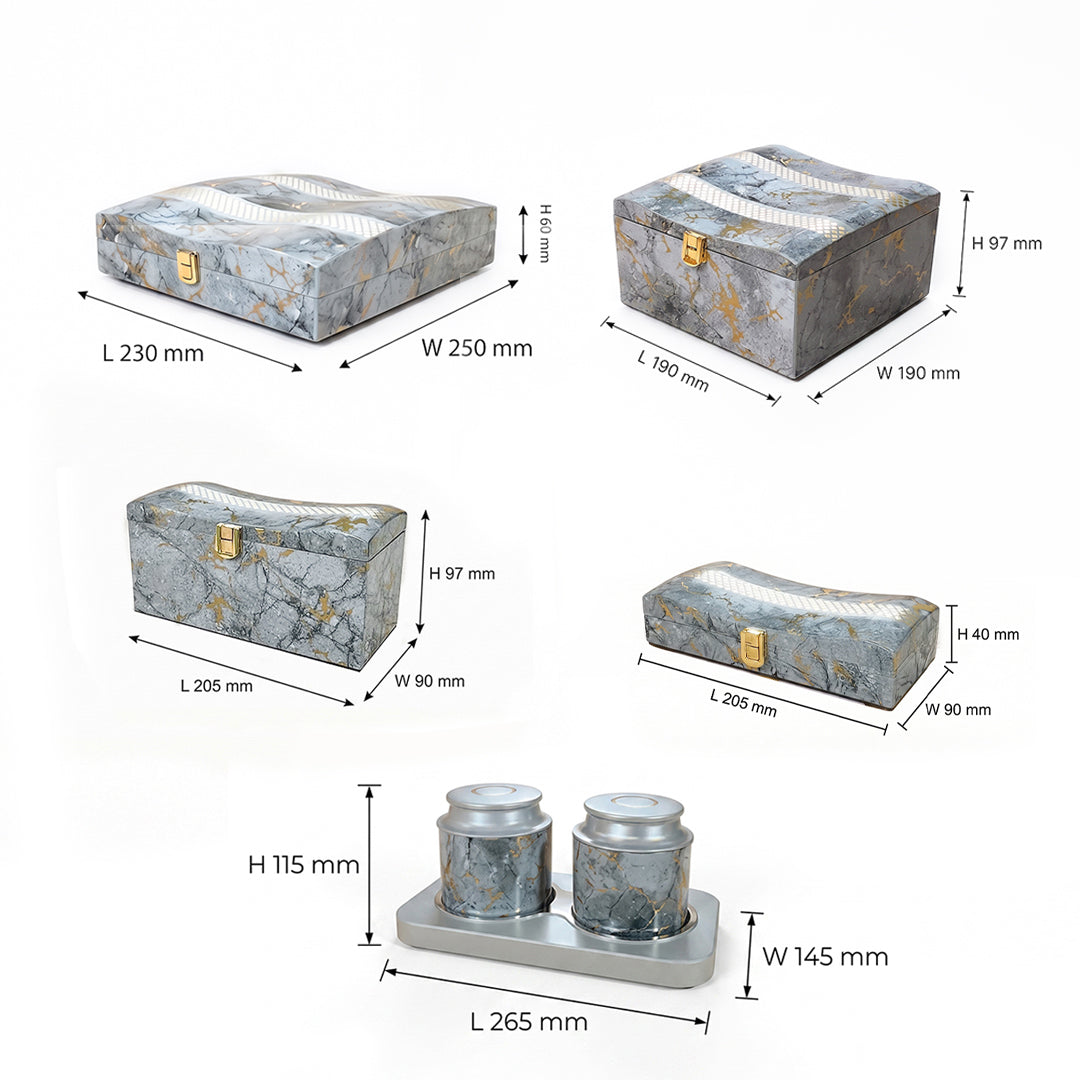 Set of 5 Pieces : (S5-3,P001,GreyMrbl)