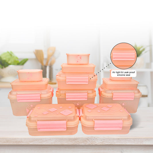 Multipurpose Food Storage Container for Dry Fruits, Pulses, Rice, Grain, Wheat |Semi-Transparent & Airtight | BPA-Free | Kitchen Organizer | Set of 12 – 3x1900 ml, 3x900 ml, 3x350 ml, 3x190 ml | Rectangular Shape