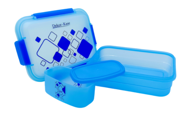 Plastic Lunch Box-Blue (Set of 2 pcs : 1 "Clip On"SB-H45 + 1 "Mini"SB-H44 )