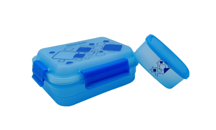 Plastic Lunch Box-Blue (Set of 2 pcs : 1 "Clip On"SB-H45 + 1 "Mini"SB-H44 )