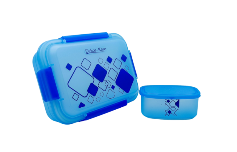 Plastic Lunch Box-Blue (Set of 2 pcs : 1 "Clip On"SB-H45 + 1 "Mini"SB-H44 )