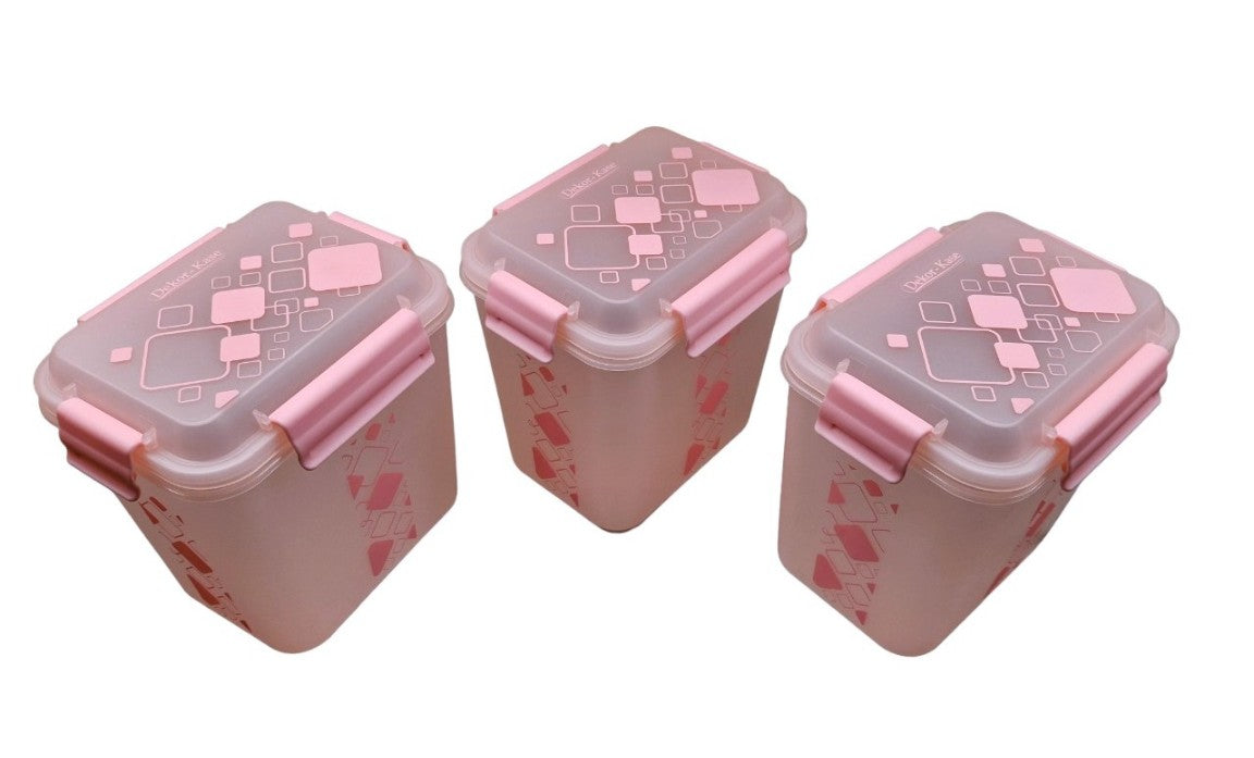 Buy 2 Get 1 Free – 3400 ml Kitchen Storage Container Set | Airtight | Dekor-Kase | BPA Free, Semi Transparent with Clip Lock Lid – Ideal for Rice, Atta, Pulses & More
