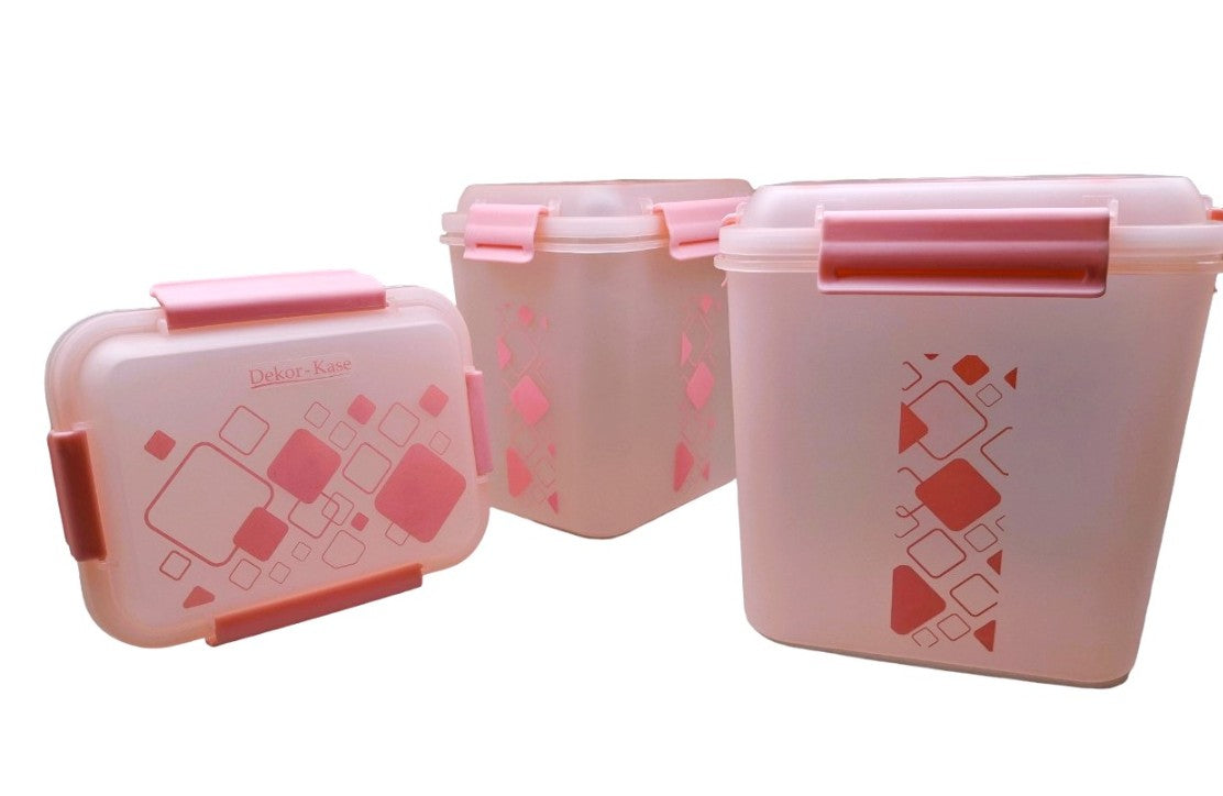 Buy 2 Get 1 Free – 3400 ml Kitchen Storage Container Set | Airtight | Dekor-Kase | BPA Free, Semi Transparent with Clip Lock Lid – Ideal for Rice, Atta, Pulses & More