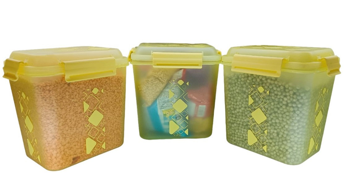 Buy 2 Get 1 Free – 3400 ml Kitchen Storage Container Set | Airtight | Dekor-Kase | BPA Free, Semi Transparent with Clip Lock Lid – Ideal for Rice, Atta, Pulses & More