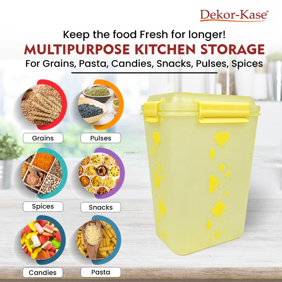 Dekor-Kase BPA Free Plastic Kitchen Storage Box with Clip On Lid | Multipurpose Food Storage Container for Dry Fruits, Pulses, Rice, Grain, Wheat - Set of 1 Pcs 4700 ml