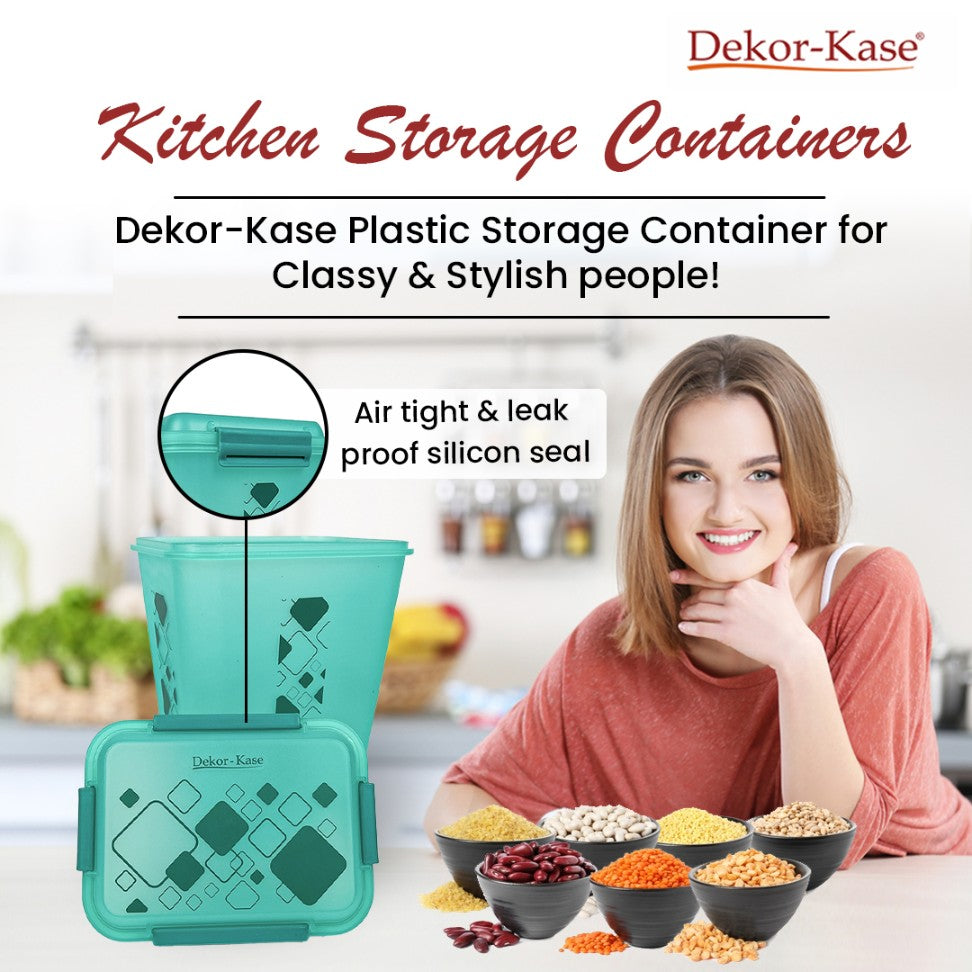 Dekor-Kase BPA Free Plastic Kitchen Storage Box with Clip On Lid | Multipurpose Food Storage Container for Dry Fruits, Pulses, Rice, Grain, Wheat - Set of 1 Pcs 4700 ml