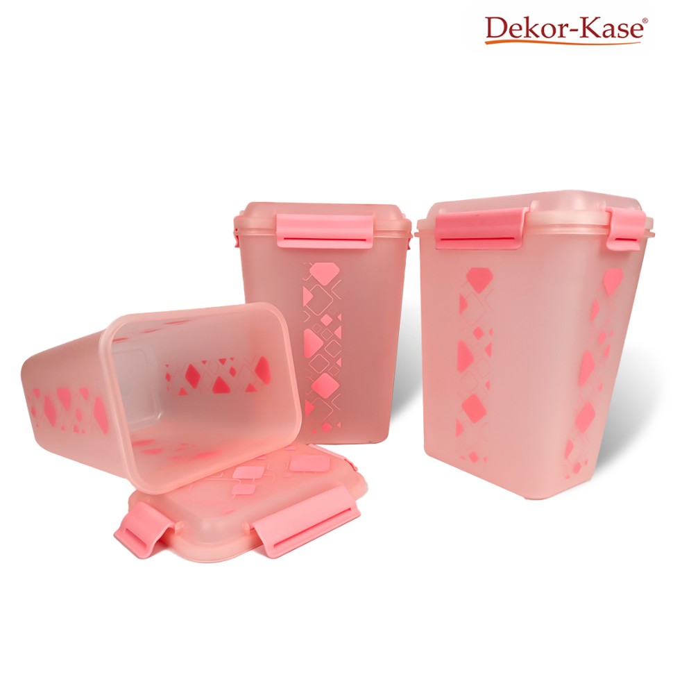 Buy 2 Get 1 Free – 4700 ml Kitchen Storage Container Set | Airtight | Dekor-Kase | BPA Free, Semi Transparent with Clip Lock Lid – Ideal for Rice, Atta, Pulses & More