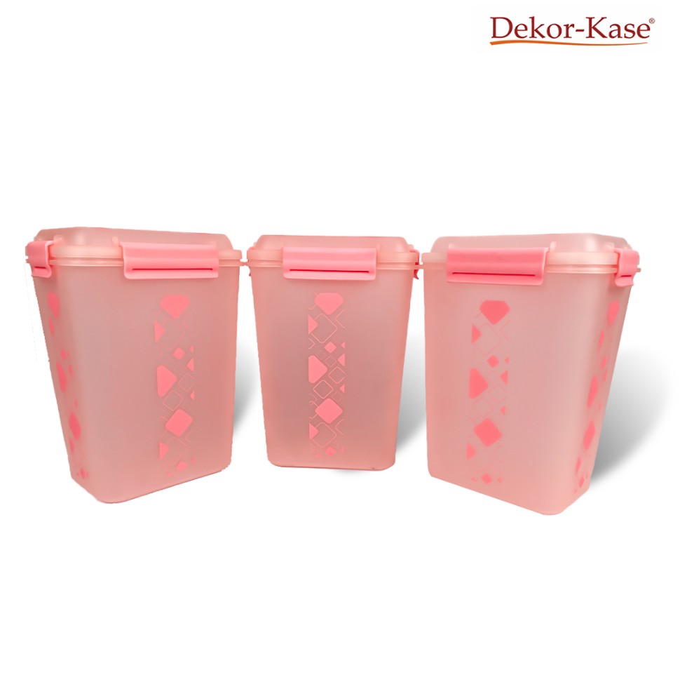 Buy 2 Get 1 Free – 4700 ml Kitchen Storage Container Set | Airtight | Dekor-Kase | BPA Free, Semi Transparent with Clip Lock Lid – Ideal for Rice, Atta, Pulses & More