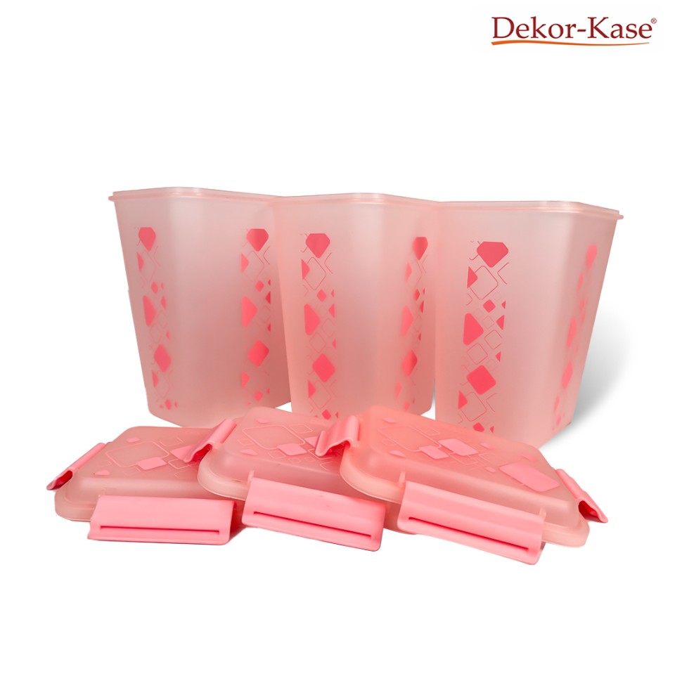Buy 2 Get 1 Free – 4700 ml Kitchen Storage Container Set | Airtight | Dekor-Kase | BPA Free, Semi Transparent with Clip Lock Lid – Ideal for Rice, Atta, Pulses & More