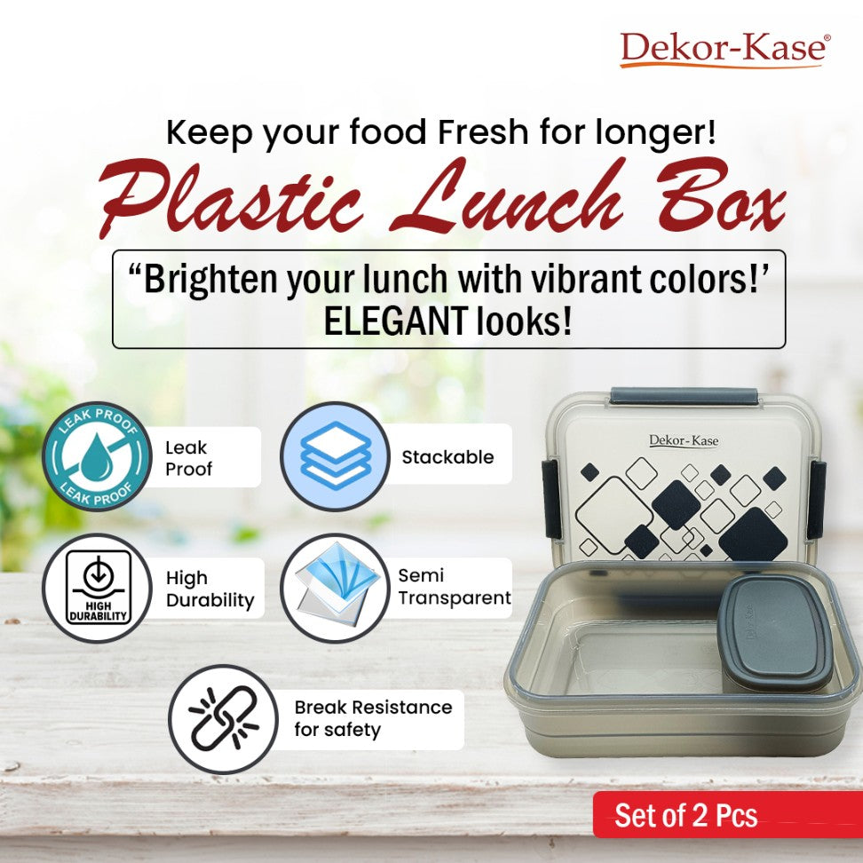 Plastic Lunch Box-Blue (Set of 2 pcs : 1 "Clip On"SB-H45 + 1 "Mini"SB-H44 )