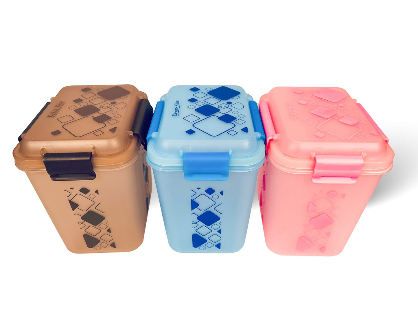 Buy 2 Get 1 Free – 3400 ml Kitchen Storage Container Set | Airtight | Dekor-Kase | BPA Free, Semi Transparent with Clip Lock Lid – Ideal for Rice, Atta, Pulses & More (Brown-Blue-Pink)