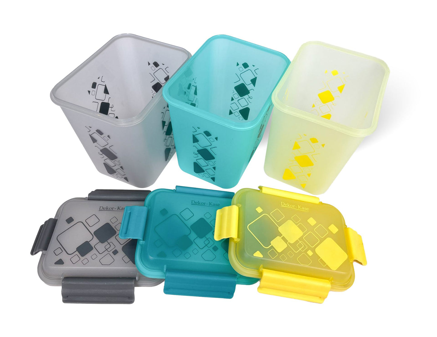 Buy 2 Get 1 Free – 3400 ml Kitchen Storage Container Set | Airtight | Dekor-Kase | BPA Free, Semi Transparent with Clip Lock Lid – Ideal for Rice, Atta, Pulses & More (Brown-Blue-Pink)