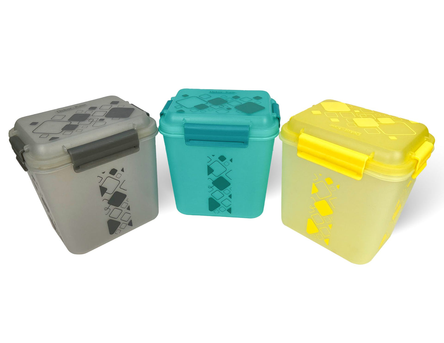 Buy 2 Get 1 Free – 3400 ml Kitchen Storage Container Set | Airtight | Dekor-Kase | BPA Free, Semi Transparent with Clip Lock Lid – Ideal for Rice, Atta, Pulses & More (Brown-Blue-Pink)
