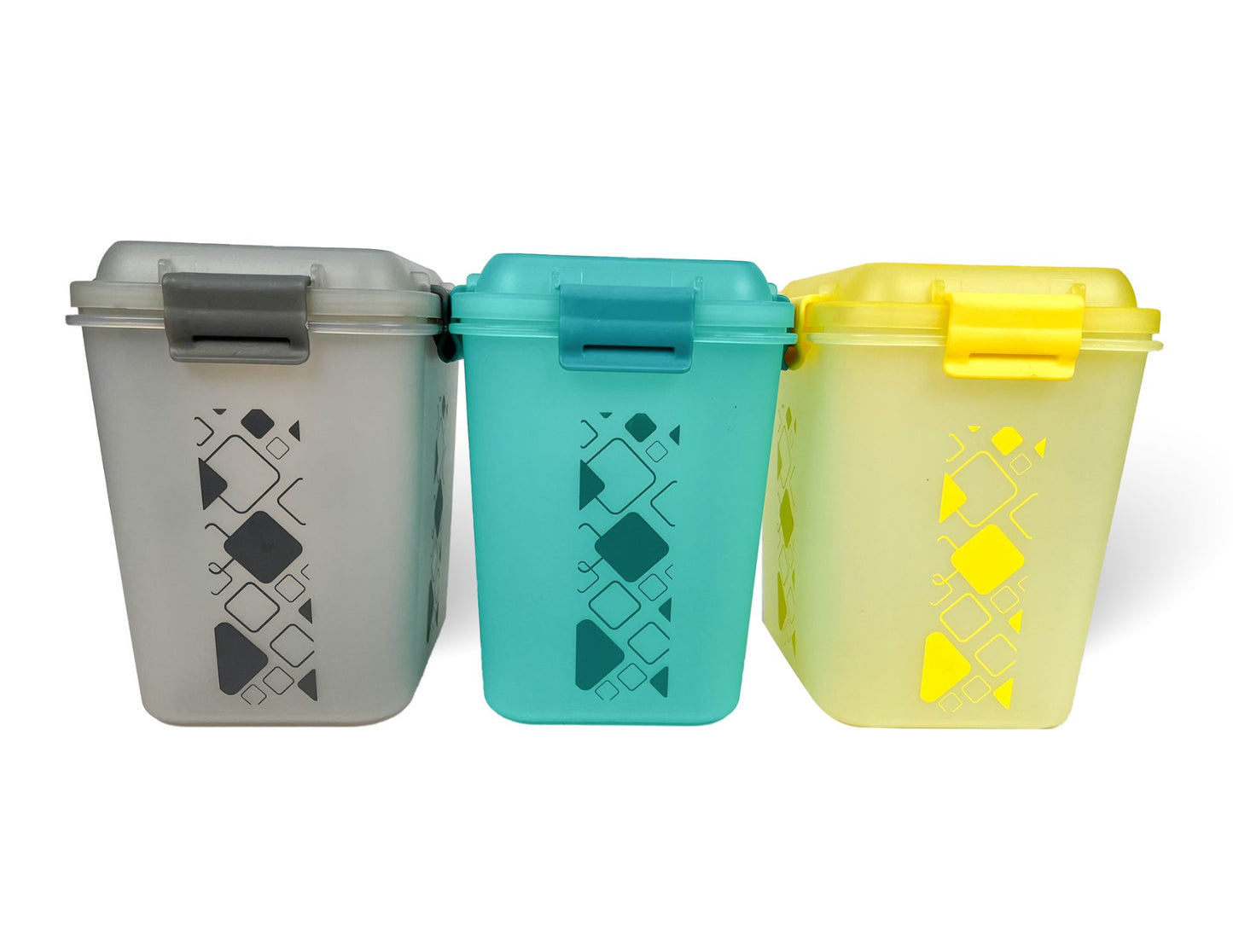 Buy 2 Get 1 Free – 3400 ml Kitchen Storage Container Set | Airtight | Dekor-Kase | BPA Free, Semi Transparent with Clip Lock Lid – Ideal for Rice, Atta, Pulses & More (Brown-Blue-Pink)