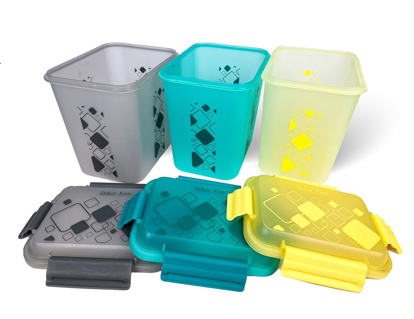 Buy 2 Get 1 Free – 3400 ml Kitchen Storage Container Set | Airtight | Dekor-Kase | BPA Free, Semi Transparent with Clip Lock Lid – Ideal for Rice, Atta, Pulses & More (Brown-Blue-Pink)