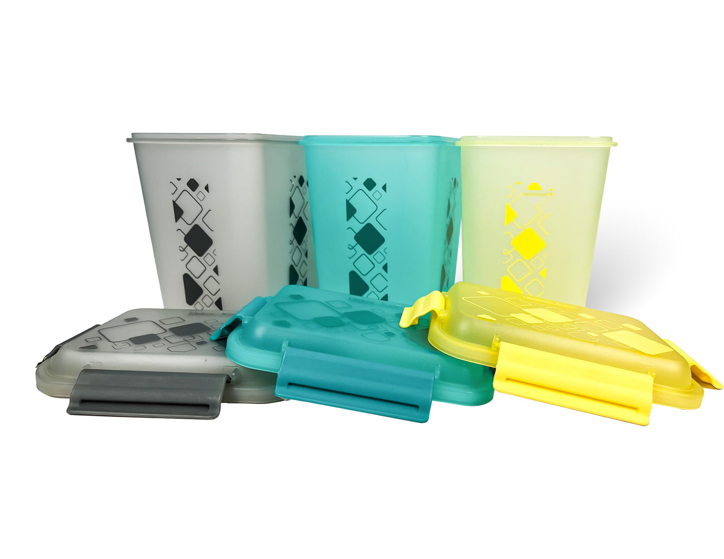 Buy 2 Get 1 Free – 3400 ml Kitchen Storage Container Set | Airtight | Dekor-Kase | BPA Free, Semi Transparent with Clip Lock Lid – Ideal for Rice, Atta, Pulses & More (Brown-Blue-Pink)