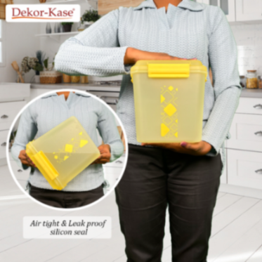 Buy 2 Get 1 Free – 3400 ml Kitchen Storage Container Set | Airtight | Dekor-Kase | BPA Free, Semi Transparent with Clip Lock Lid – Ideal for Rice, Atta, Pulses & More (Brown-Blue-Pink)