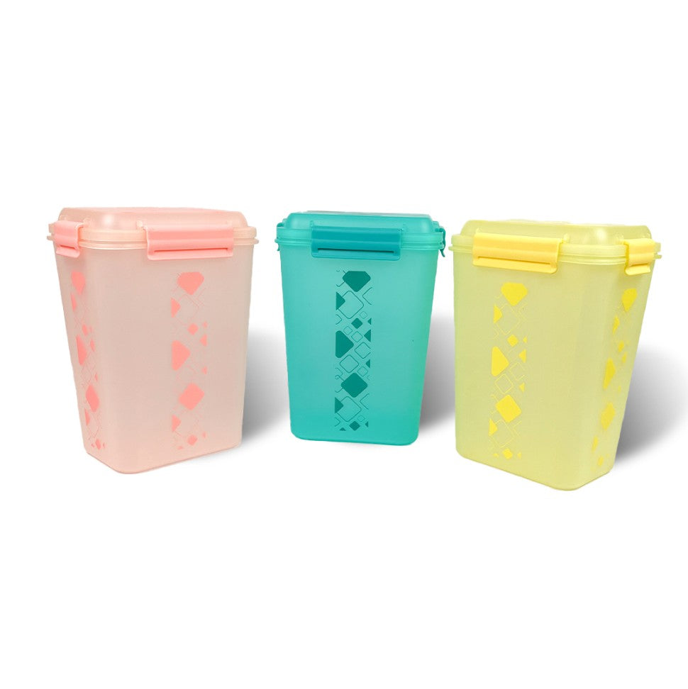 Buy 2 Get 1 Free – 4700 ml Kitchen Storage Container Set | Airtight | Dekor-Kase | BPA Free, Semi Transparent with Clip Lock Lid – Ideal for Rice, Atta, Pulses & More (Yellow-Green-Pink)