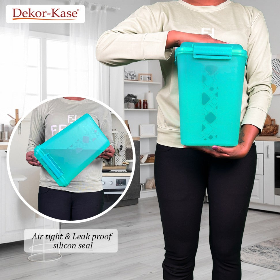 Dekor-Kase BPA Free Plastic Kitchen Storage Box with Clip On Lid | Multipurpose Food Storage Container for Dry Fruits, Pulses, Rice, Grain, Wheat - Set of 1 Pcs 4700 ml