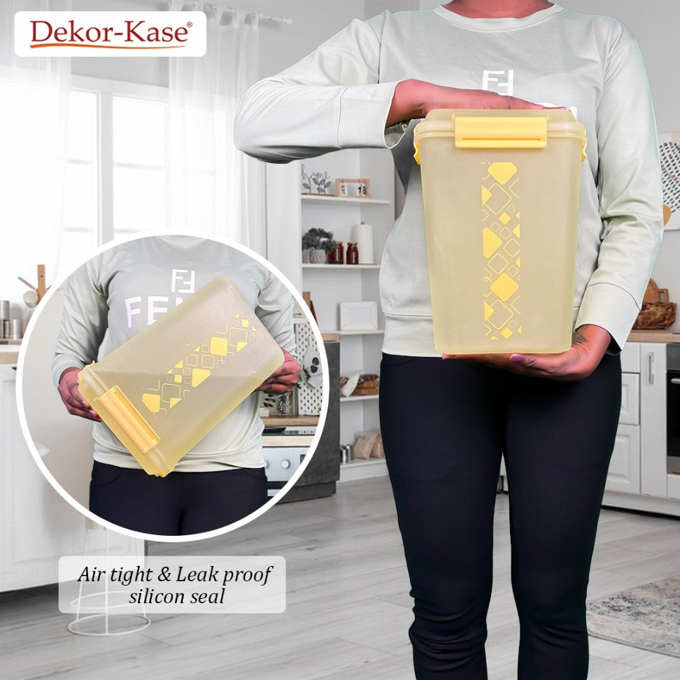 Dekor-Kase BPA Free Plastic Kitchen Storage Box with Clip On Lid | Multipurpose Food Storage Container for Dry Fruits, Pulses, Rice, Grain, Wheat - Set of 1 Pcs 4700 ml