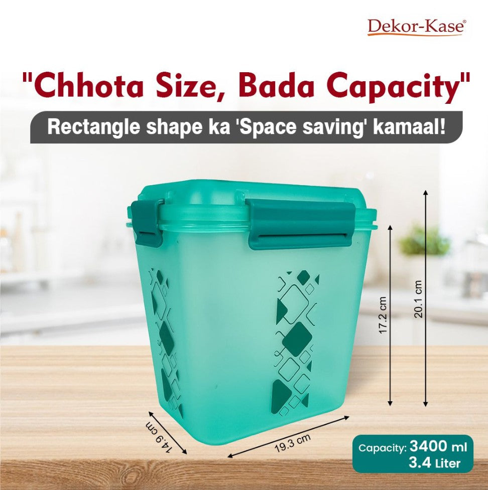 Buy 2 Get 1 Free – 3400 ml Kitchen Storage Container Set | Airtight | Dekor-Kase | BPA Free, Semi Transparent with Clip Lock Lid – Ideal for Rice, Atta, Pulses & More
