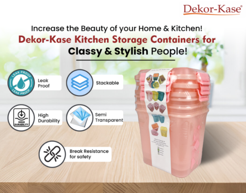 Buy 2 Get 1 Free – 3400 ml Kitchen Storage Container Set | Airtight | Dekor-Kase | BPA Free, Semi Transparent with Clip Lock Lid – Ideal for Rice, Atta, Pulses & More