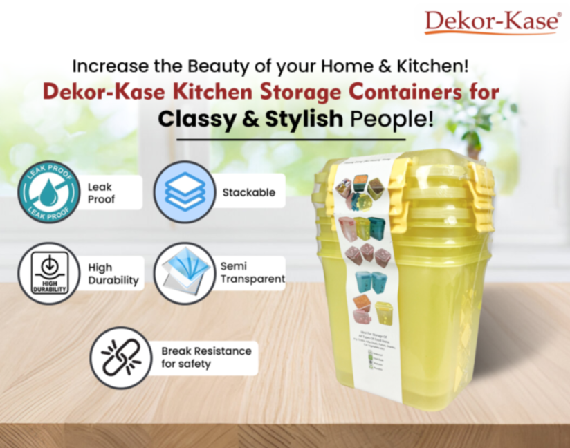 Buy 2 Get 1 Free – 3400 ml Kitchen Storage Container Set | Airtight | Dekor-Kase | BPA Free, Semi Transparent with Clip Lock Lid – Ideal for Rice, Atta, Pulses & More