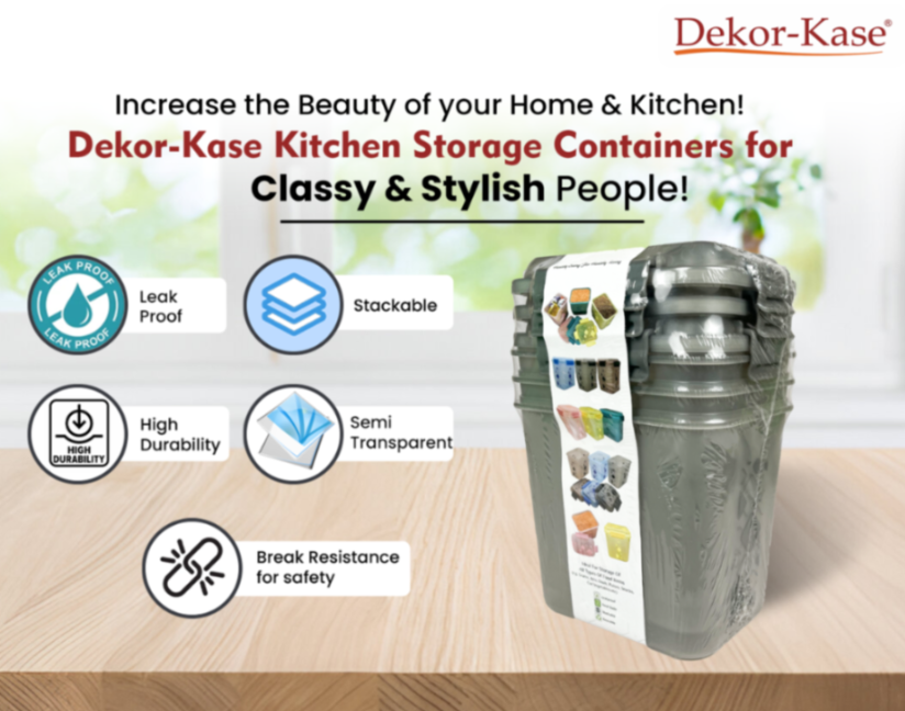 Buy 2 Get 1 Free – 3400 ml Kitchen Storage Container Set | Airtight | Dekor-Kase | BPA Free, Semi Transparent with Clip Lock Lid – Ideal for Rice, Atta, Pulses & More