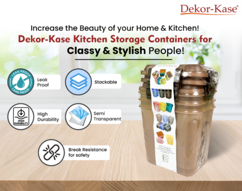 Buy 2 Get 1 Free – 3400 ml Kitchen Storage Container Set | Airtight | Dekor-Kase | BPA Free, Semi Transparent with Clip Lock Lid – Ideal for Rice, Atta, Pulses & More