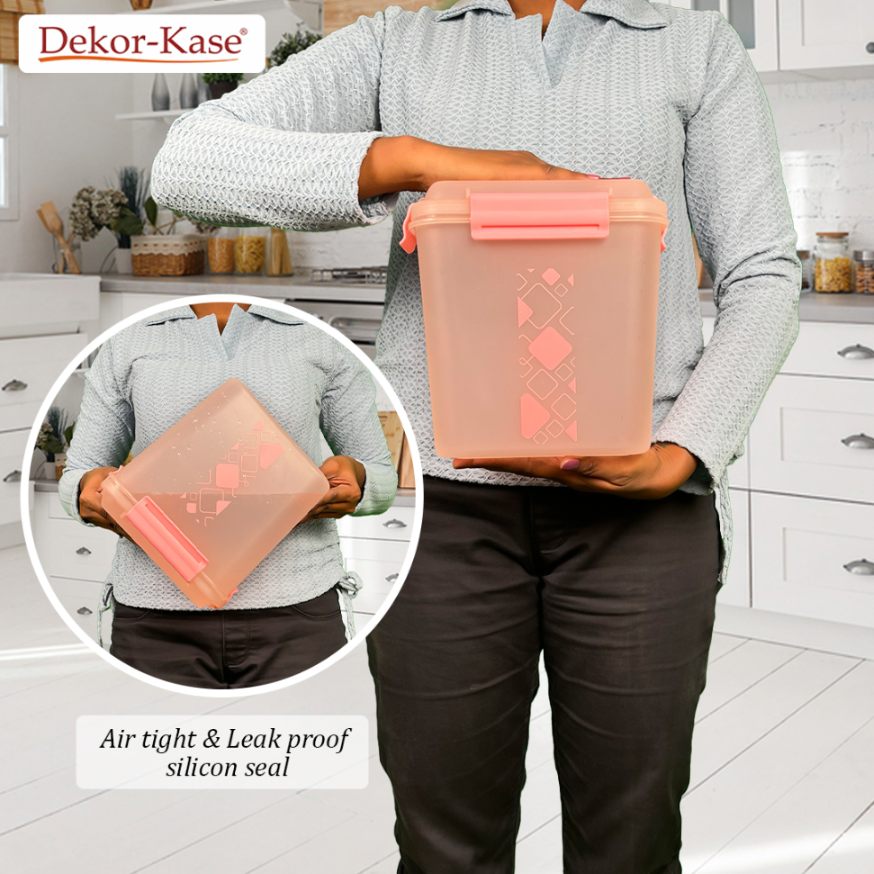 Buy 2 Get 1 Free – 3400 ml Kitchen Storage Container Set | Airtight | Dekor-Kase | BPA Free, Semi Transparent with Clip Lock Lid – Ideal for Rice, Atta, Pulses & More