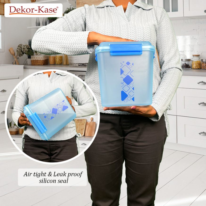 Buy 2 Get 1 Free – 3400 ml Kitchen Storage Container Set | Airtight | Dekor-Kase | BPA Free, Semi Transparent with Clip Lock Lid – Ideal for Rice, Atta, Pulses & More