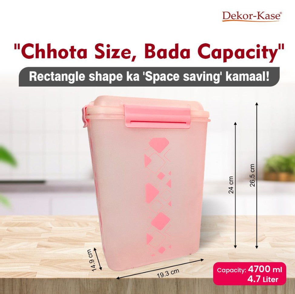 Buy 2 Get 1 Free – 4700 ml Kitchen Storage Container Set | Airtight | Dekor-Kase | BPA Free, Semi Transparent with Clip Lock Lid – Ideal for Rice, Atta, Pulses & More