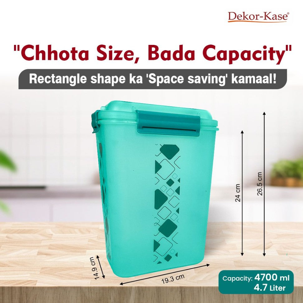 Buy 2 Get 1 Free – 4700 ml Kitchen Storage Container Set | Airtight | Dekor-Kase | BPA Free, Semi Transparent with Clip Lock Lid – Ideal for Rice, Atta, Pulses & More