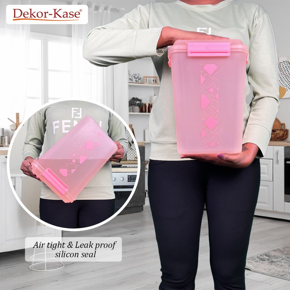Buy 2 Get 1 Free – 4700 ml Kitchen Storage Container Set | Airtight | Dekor-Kase | BPA Free, Semi Transparent with Clip Lock Lid – Ideal for Rice, Atta, Pulses & More