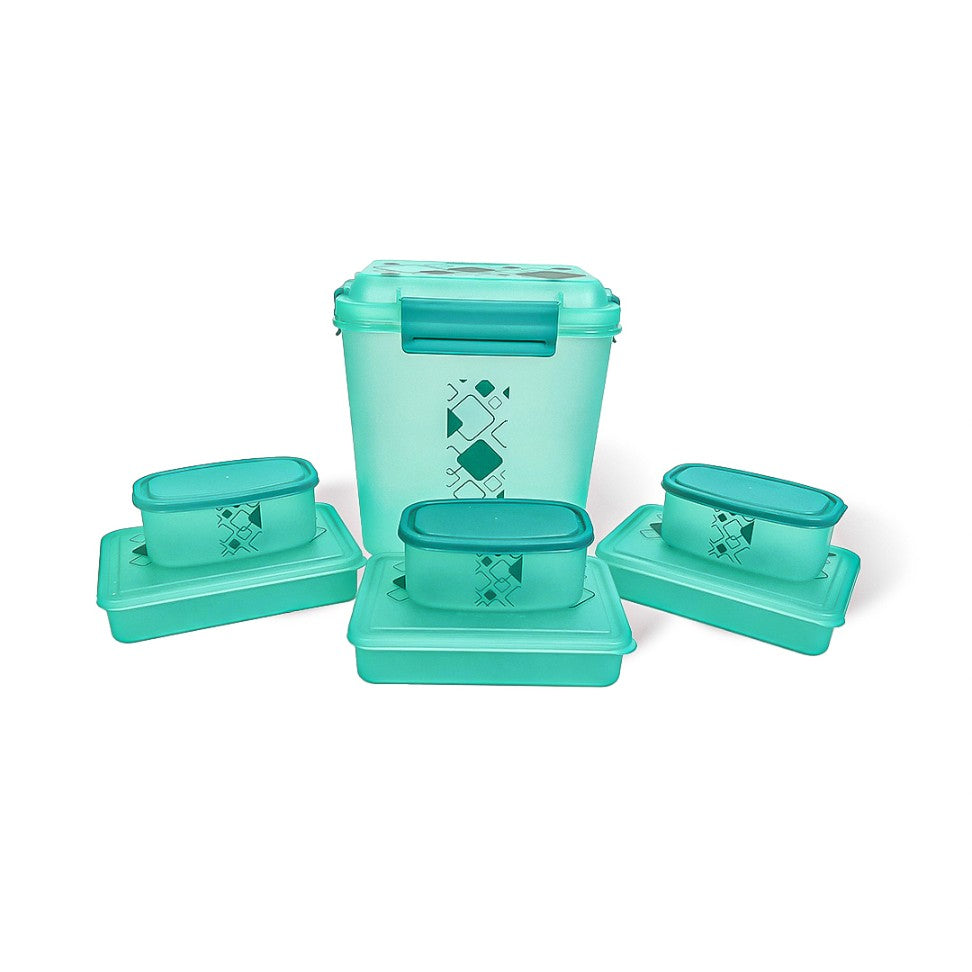 Dekor-Kase 7-Piece Semi-Transparent Airtight Storage Container Set – 190ml x 3, 350ml x 3, 3400ml x 1 (with Silicone Ring) – BPA-Free