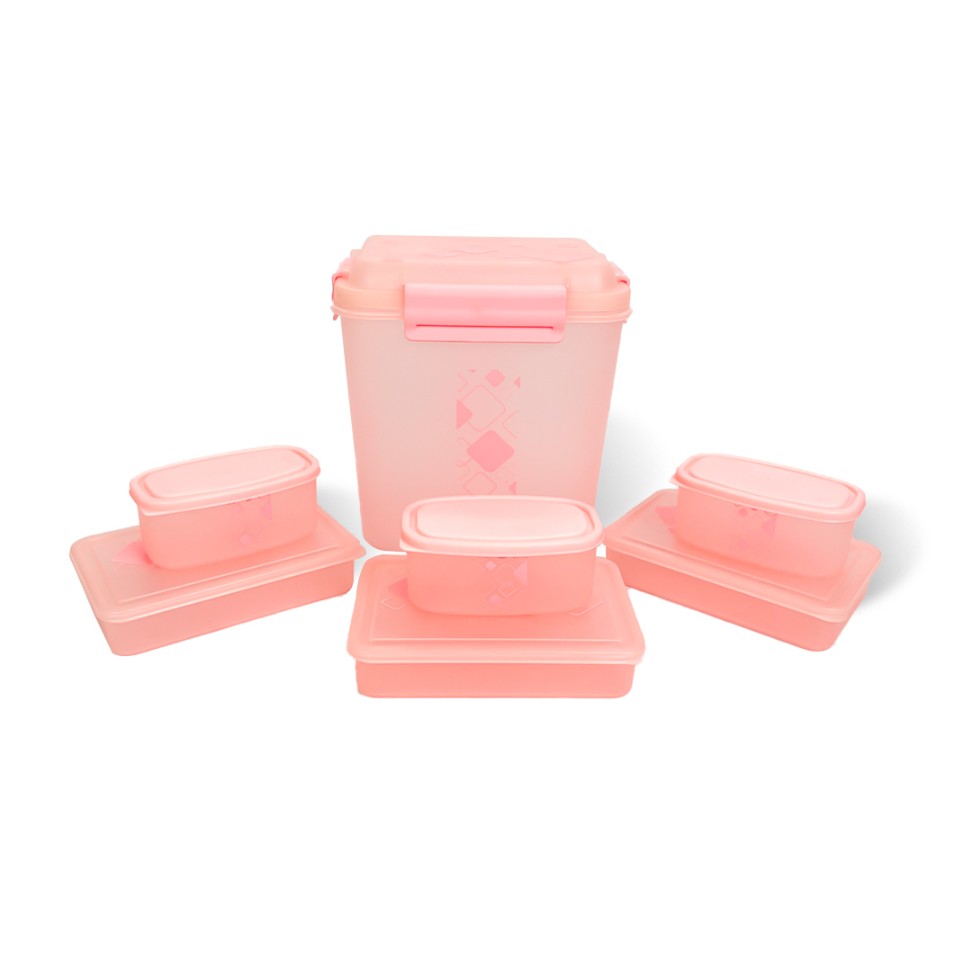 Dekor-Kase 7-Piece Semi-Transparent Airtight Storage Container Set – 190ml x 3, 350ml x 3, 3400ml x 1 (with Silicone Ring) – BPA-Free