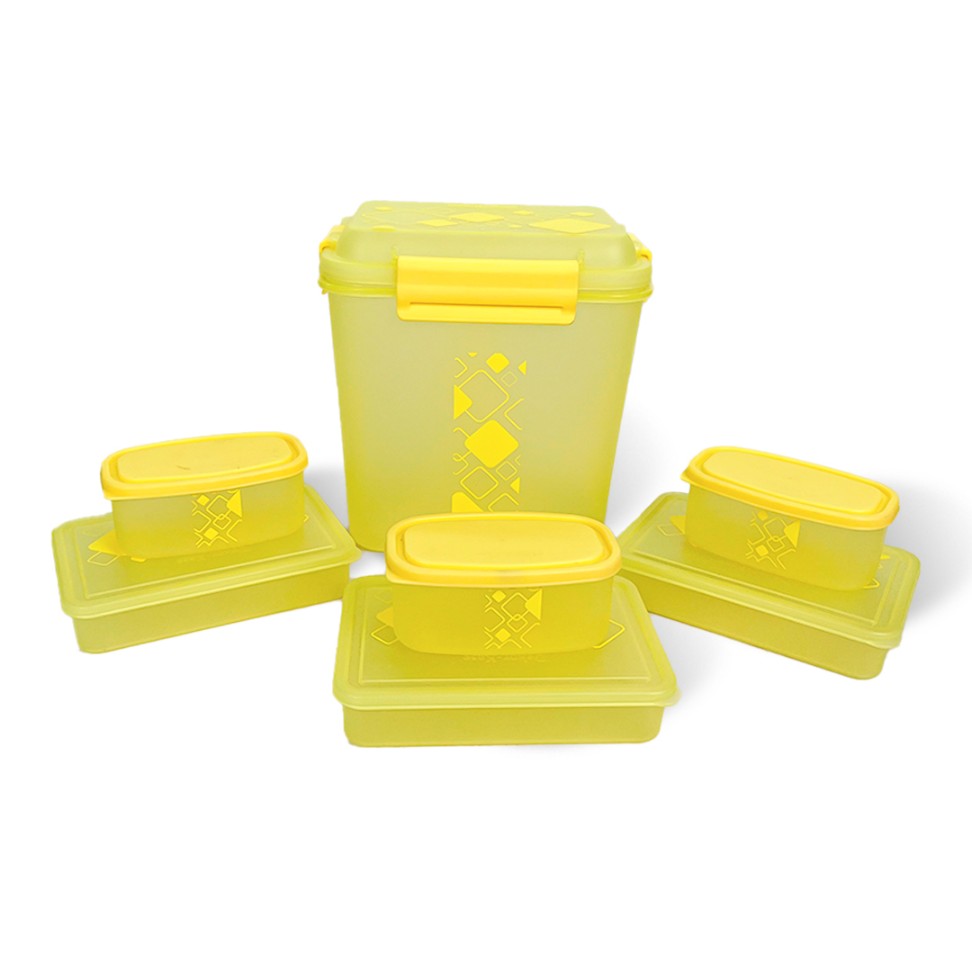 Dekor-Kase 7-Piece Semi-Transparent Airtight Storage Container Set – 190ml x 3, 350ml x 3, 3400ml x 1 (with Silicone Ring) – BPA-Free