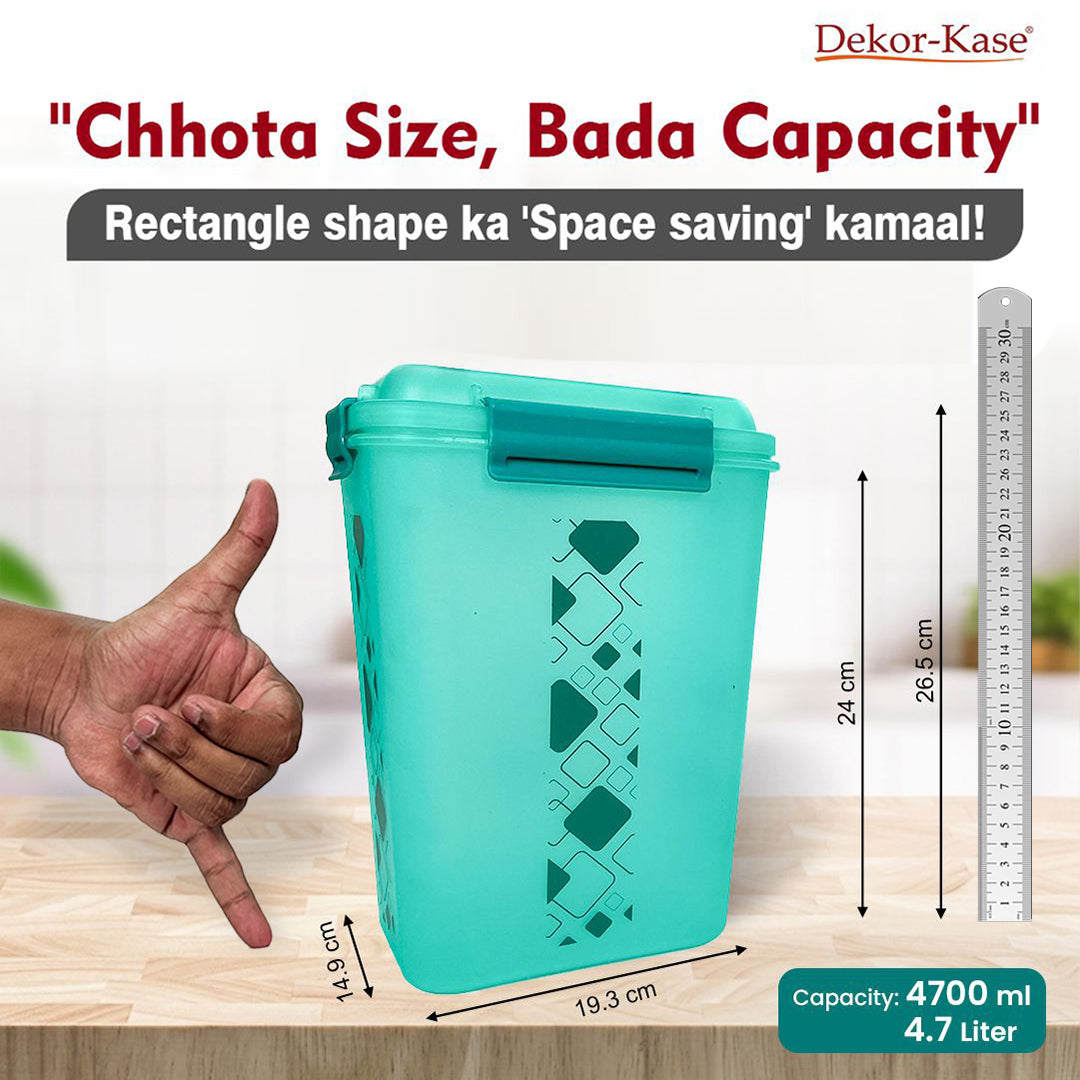 Buy 2 Get 1 Free – 4700 ml Kitchen Storage Container Set | Airtight | Dekor-Kase | BPA Free, Semi Transparent with Clip Lock Lid – Ideal for Rice, Atta, Pulses & More