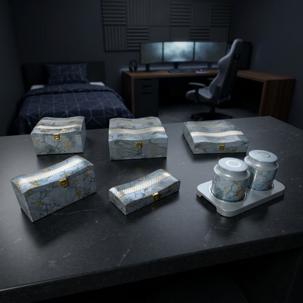 Set of 6 Pieces : (S01,P001,GreyMrbl)